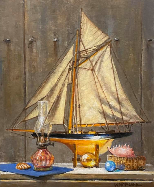 Still Life with a Sunlit Sailboat